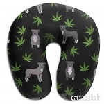 Travel Pillow Pitbulls Dog Pitbull Weed Black Memory Foam U Neck Pillow for Lightweight Support in Airplane Car Train Bus - B07V964JHW